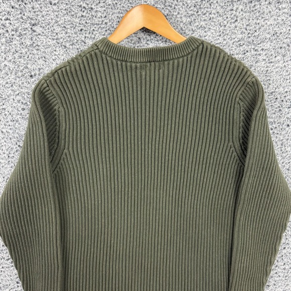 L.L.Bean Sweater Mens 2XL Olive Green Rib Knit Cotton Crewneck Pullover Heavy - Picture 8 of 13